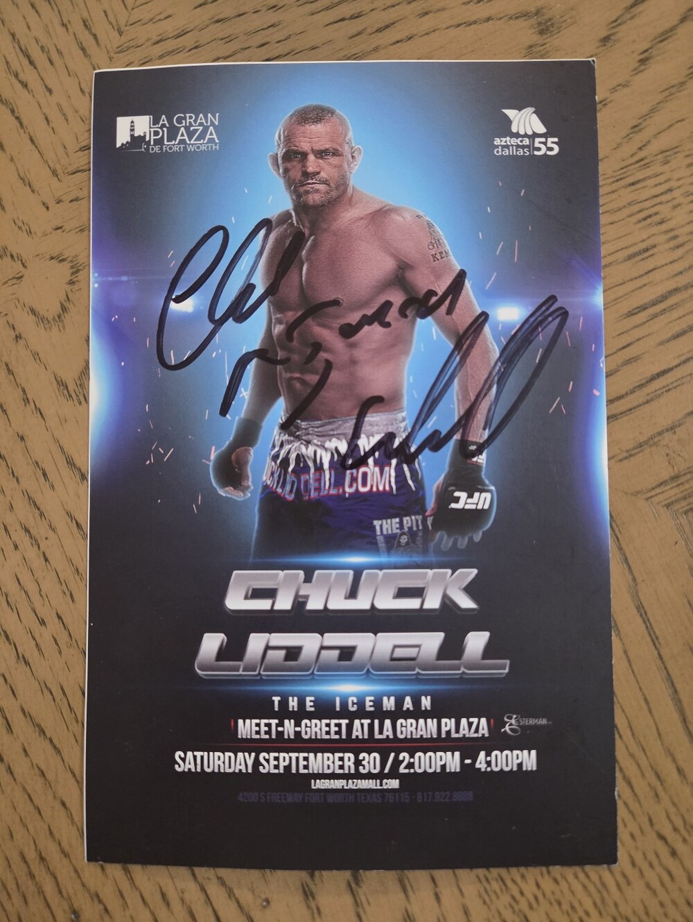 CHUCK LIDDELL Signed Autograph UFC Promo‎ Flyer Poster La Gran Plaza Iceman